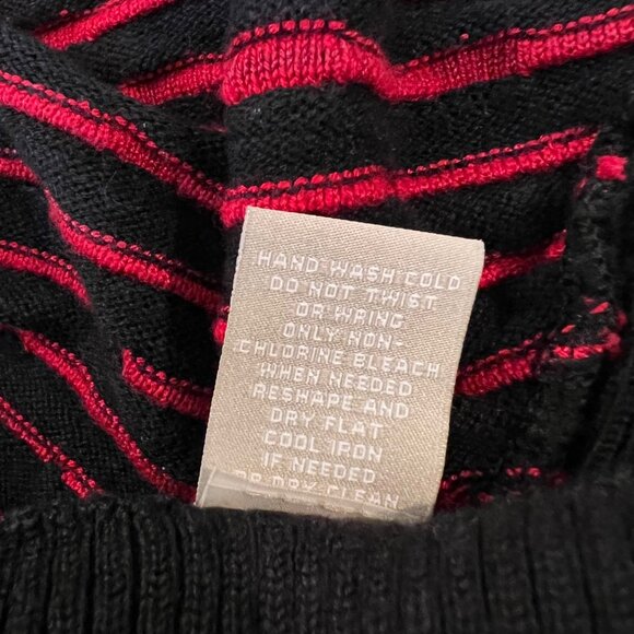 Joan Vass Cardigan L Womens Black Red Textured Open‎ Front Sweater Size Large - Picture 7 of 9
